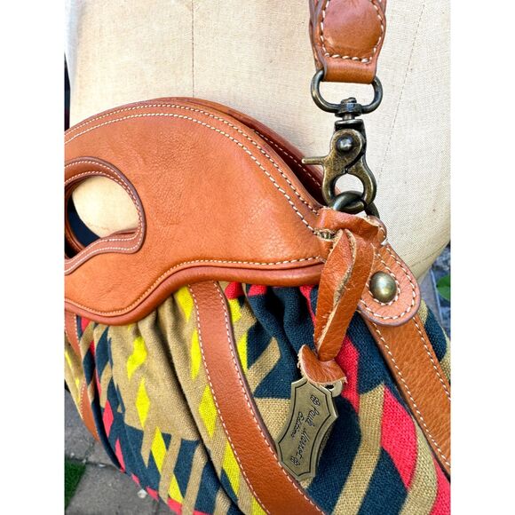 Paule Marrot Editions Hayden Harnet Leather & Canvas Multi Color Top Handle Bag - Picture 6 of 15